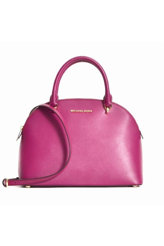 Emmy Dome Satchel Leather Bag,Magenta