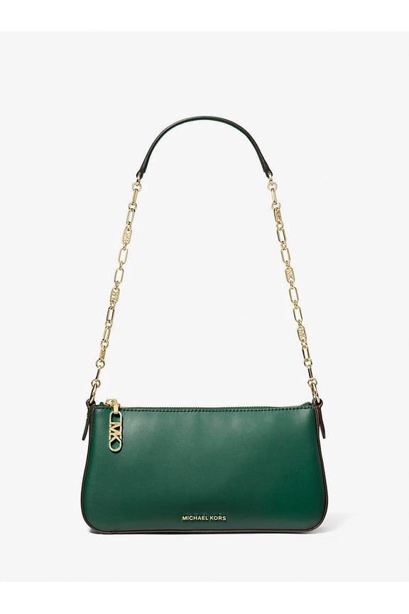 Empire Medium Leather Chain-Link Pochette - Bosco