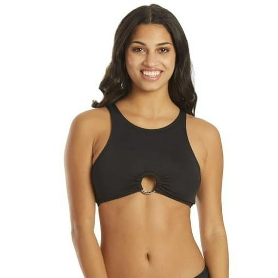 Michael Kors Essentials Solid Cropped Bikini Top Black MD