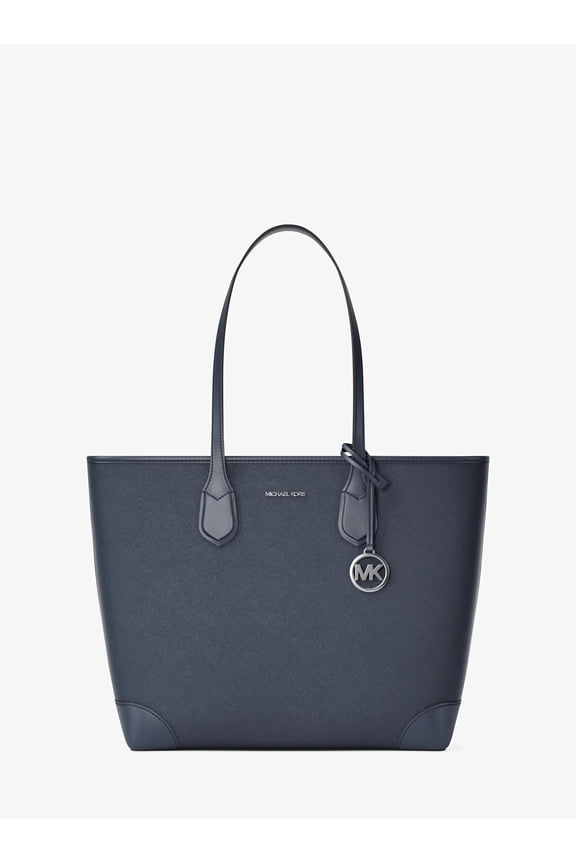 Eva Large Saffiano Leather Tote Bag - Navy