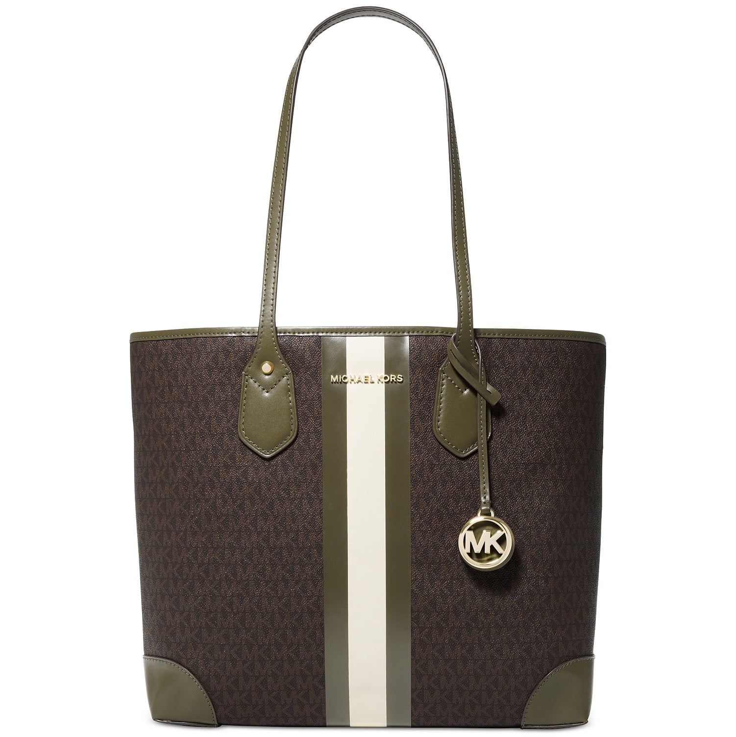 Michael Kors Women's Signature Eva Large Tote Handbag (Brown / Olive)