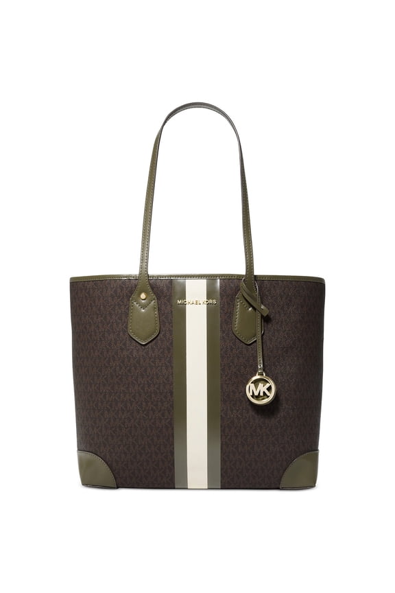 Women's Signature Eva Large Tote Handbag (Brown / Olive)