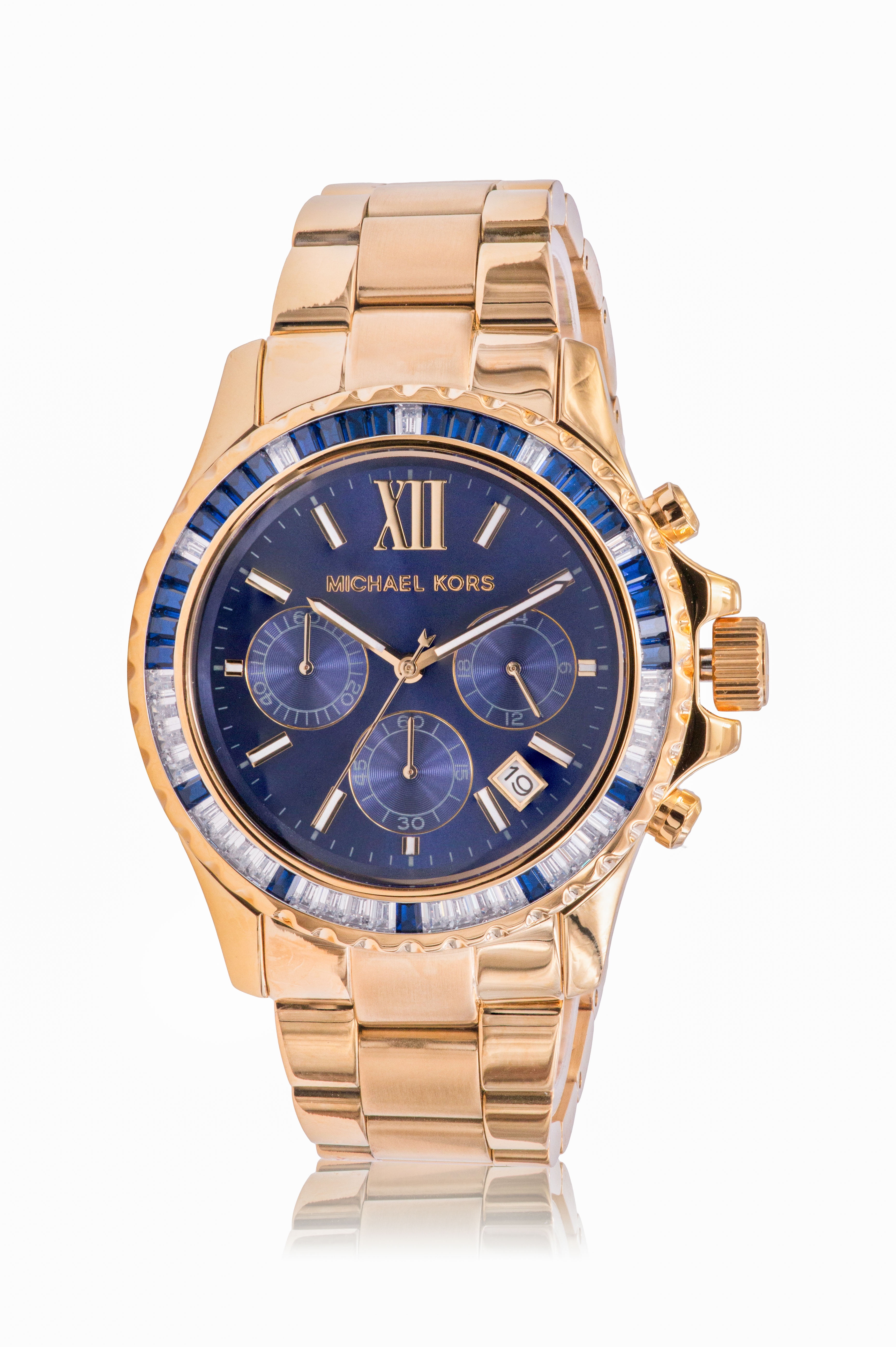 Michael Kors Navy and Rose Gold Chronograph Watch Michael Kors Men main image 3