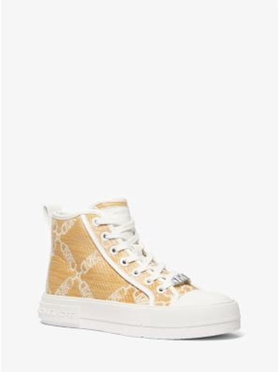 Evy Empire Logo Jacquard Straw High-Top Sneaker 5.5M