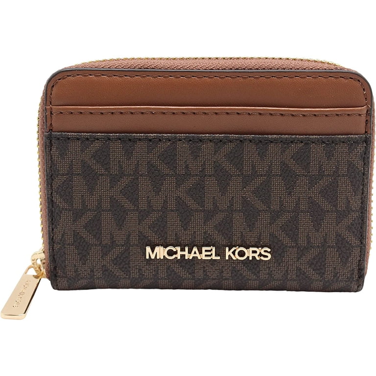 Michael Kors Jet Set Travel Card Wallet, Brown, Zip-Around Leather