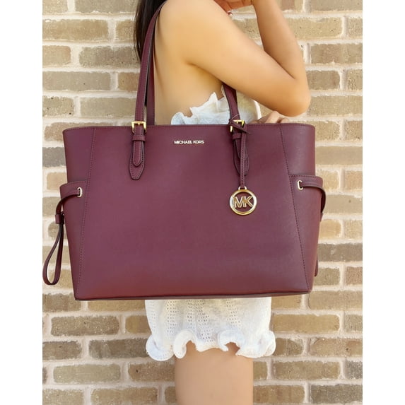 Michael Kors Gilly Large Drawstring Tote Merlot Saffiano Leather