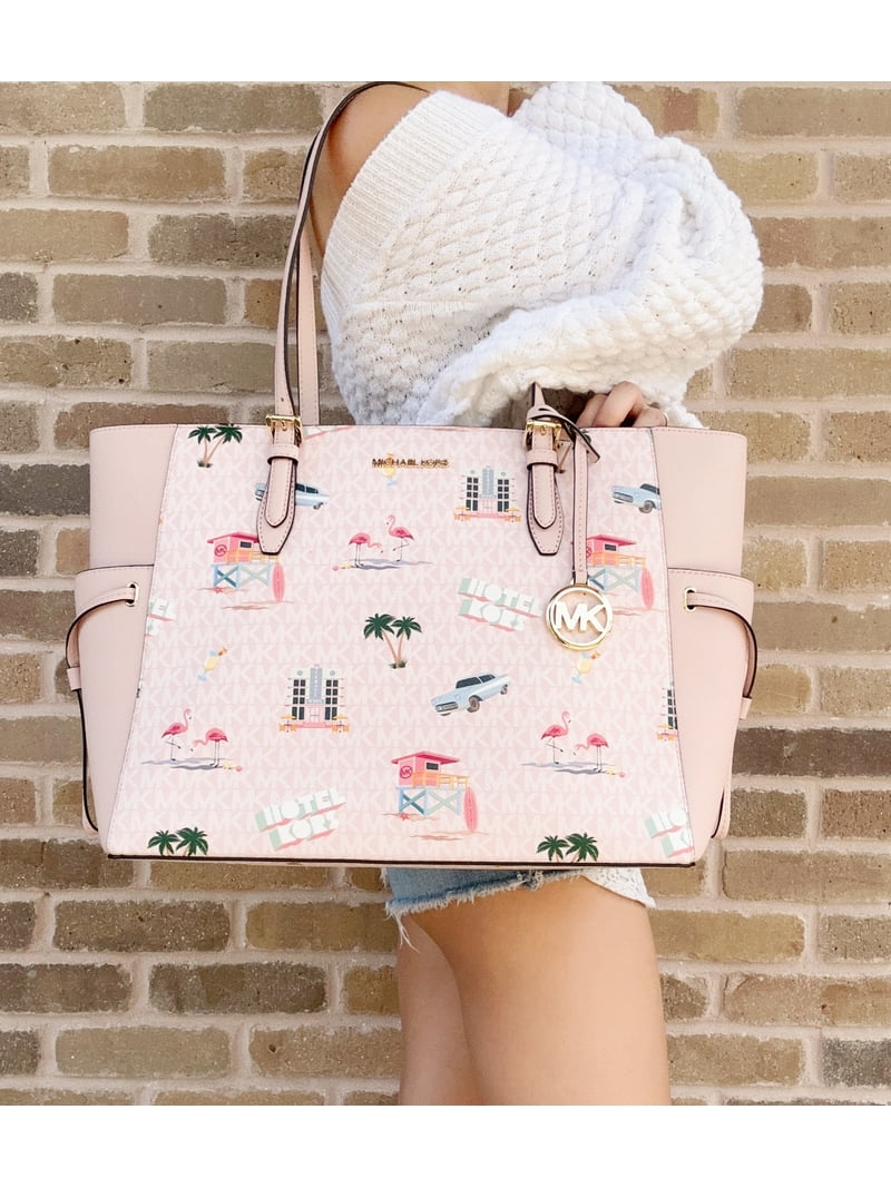 Michael Kors Gilly Large Tote Handbag - Travel Print Powder Blush