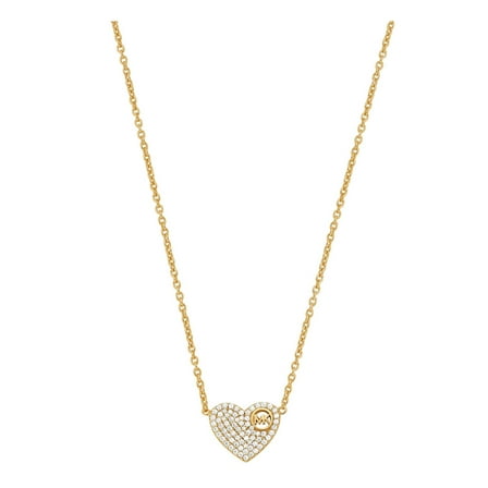 Michael Kors Gold Plated Sterling Silver Pavé Logo Charm Necklace