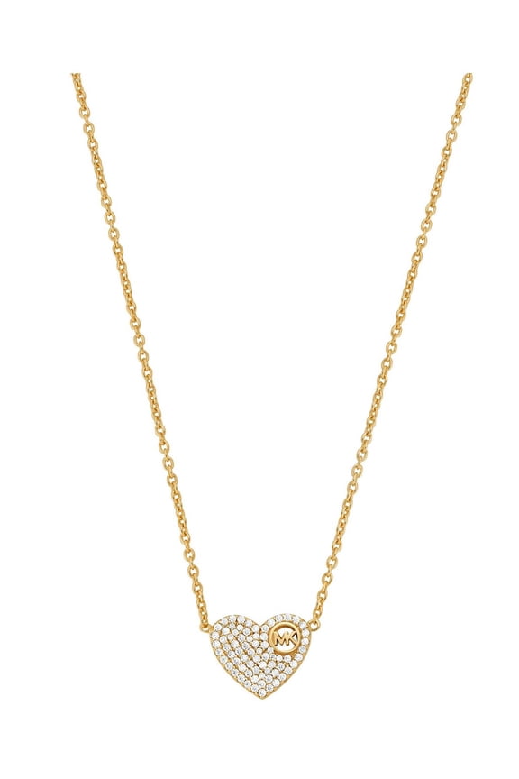 Gold Plated Sterling Silver Pavé Logo Charm Necklace