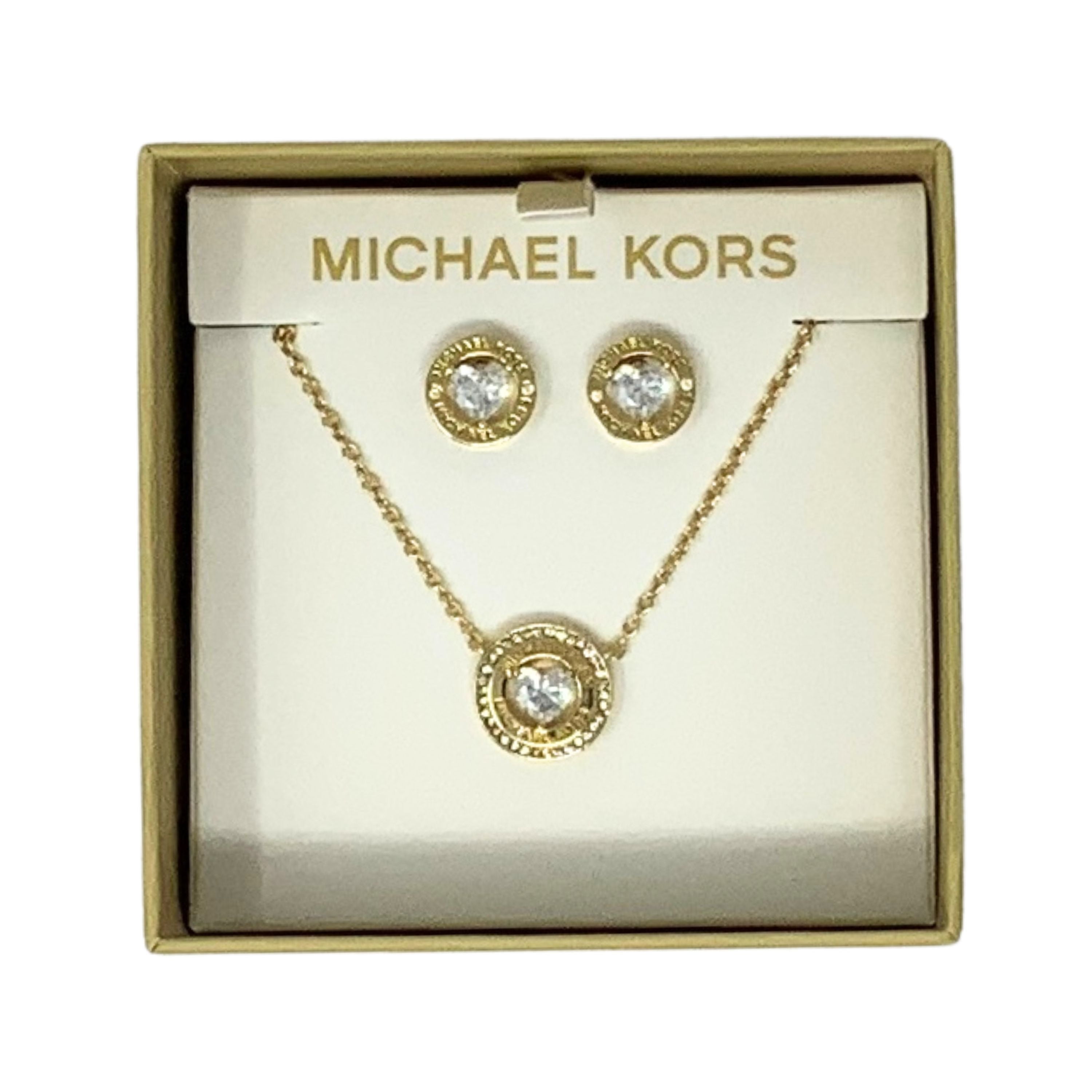 Michael Kors Gold Tone Jewelry Set for Women, Necklace Earring