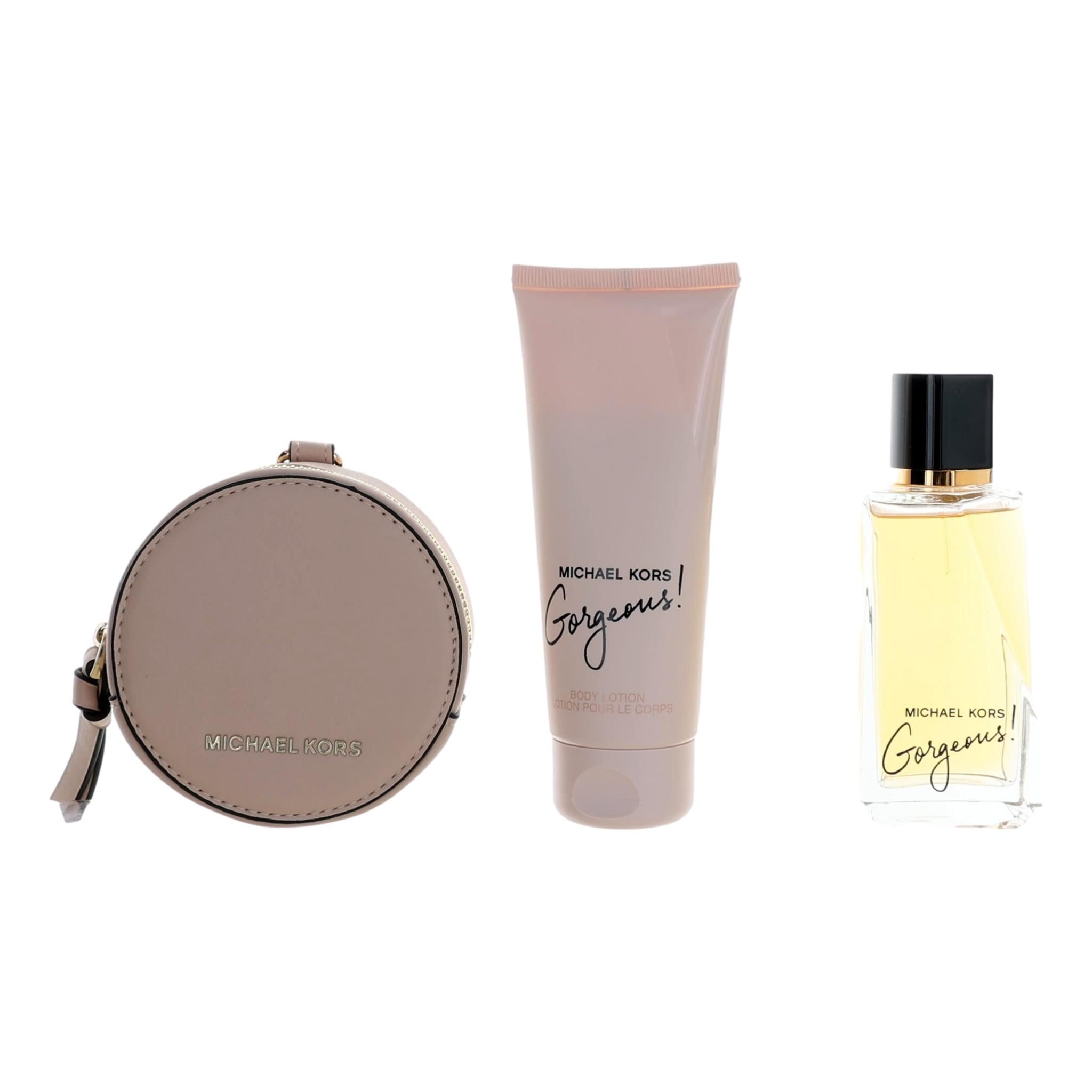 新品未使用　MICHAEL KORS 香水 ボディケアセット Michael Kors Gorgeous , 3 Pc Gift Set 3.4oz EDP Spray, 3.4oz Body