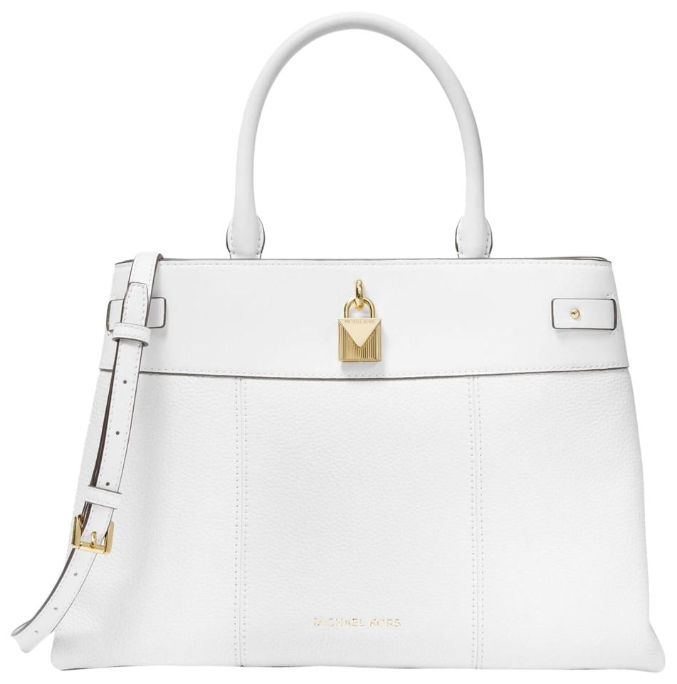 Michael Kors Gramercy 35T0Gg7S7L Large Leather Satchel In Optic White