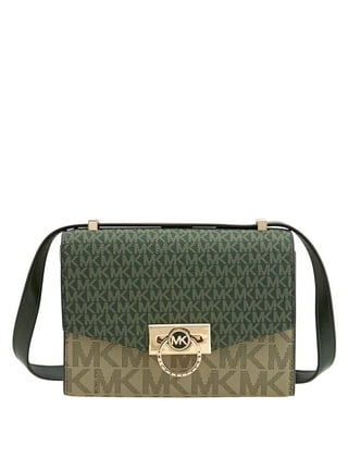 Michael Kors Joan Large Perforated Suede Leather Slouchy Messenger Handbag  In Green