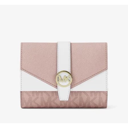 Michael Kors Greenwich Medium Envelope Trifold Wallet Signature Powder Blush