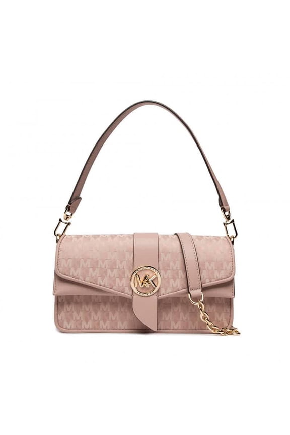 Greenwich Medium Logo Jacquard Shoulder Bag - Fawn
