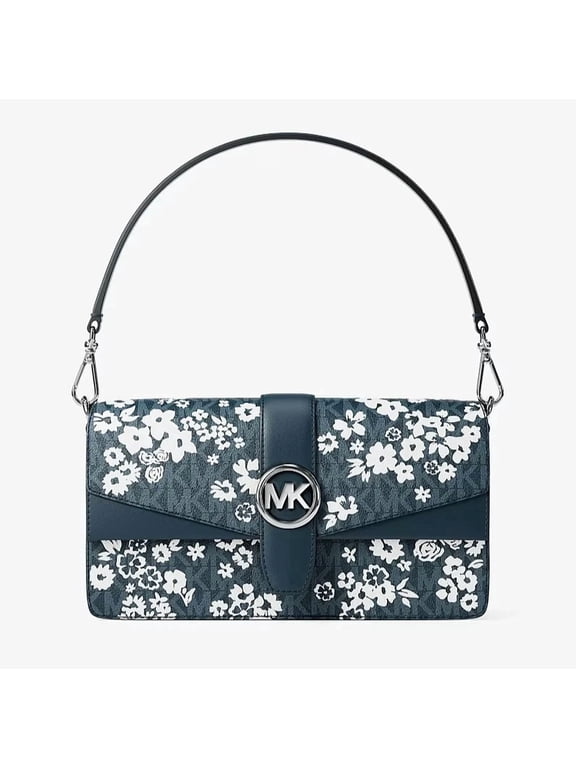Women's Greenwich Medium Printed Signature Logo Convertible Crossbody Shoulder Bag (Blue Multi)