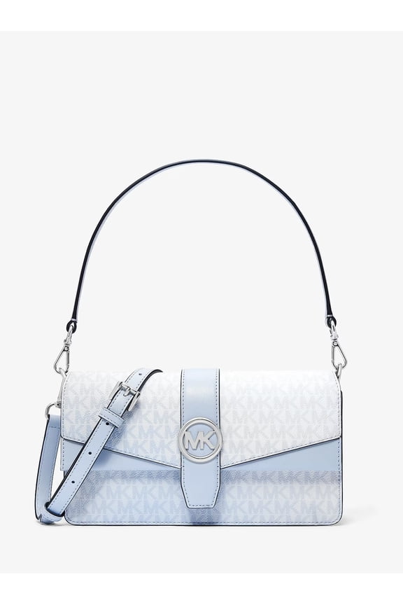Greenwich Medium Signature Logo Shoulder Bag - Pale Ocean
