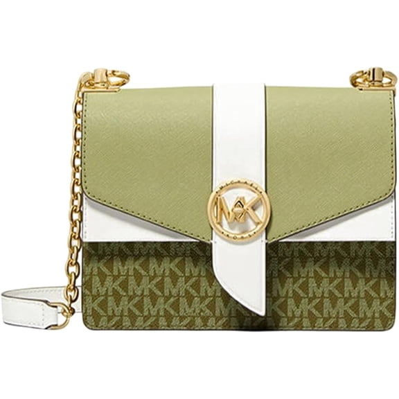 Michael Kors Greenwich Small Color-Block Logo and Saffiano Leather Crossbody Bag