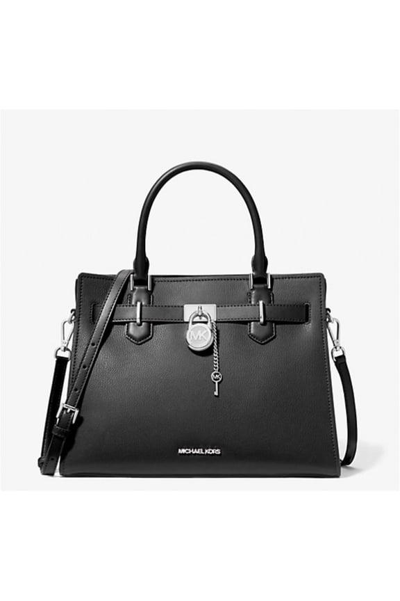 Hamilton Medium Crossbody Satchel Handbag Leather Bag (Black)