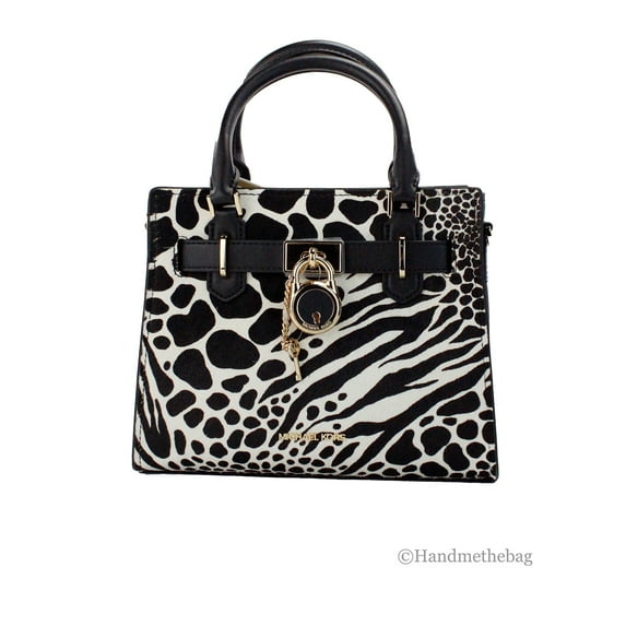 Michael Kors Hamilton Small Black Haircalf Leather Satchel Bag