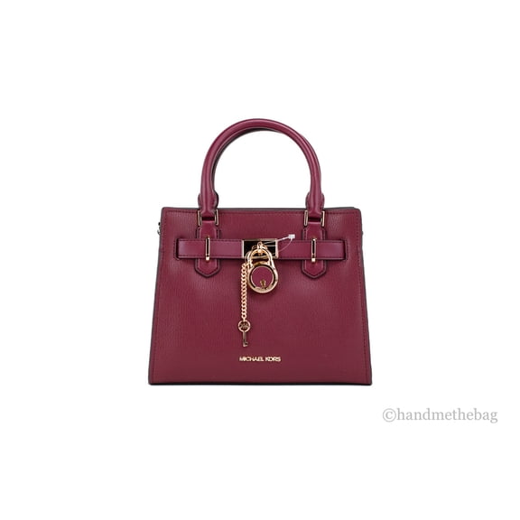 Michael Kors Hamilton Small Mulberry Grained Leather Satchel Crossbody Handbag