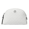 thumbnail image 1 of Michael Kors Heritage Womens Large Logo Travel Leather Zip Pouch Bag Optic White Alluminum, 1 of 2