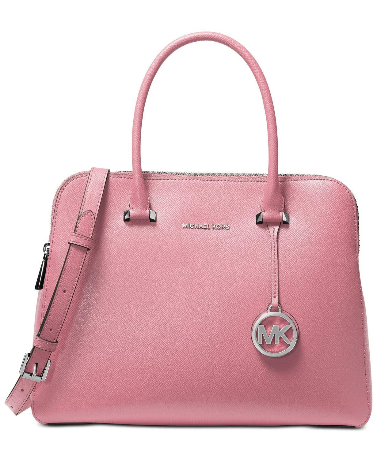 Michael Kors Houston Double Zip Crossgrain Leather Satchel Pale Lilac