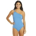 thumbnail image 1 of Michael Kors Iconic Solids One Shoulder One-Piece Crew Blue 10, 1 of 2