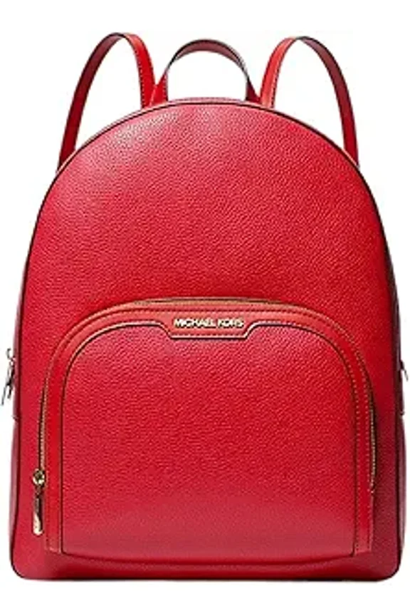 Jaycee Large Pebbled Leather Backpack (Bright Red)