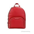 thumbnail image 1 of Michael Kors Jaycee Medium Bright Red Pebble Leather Zip Pocket Backpack Bag, 1 of 5