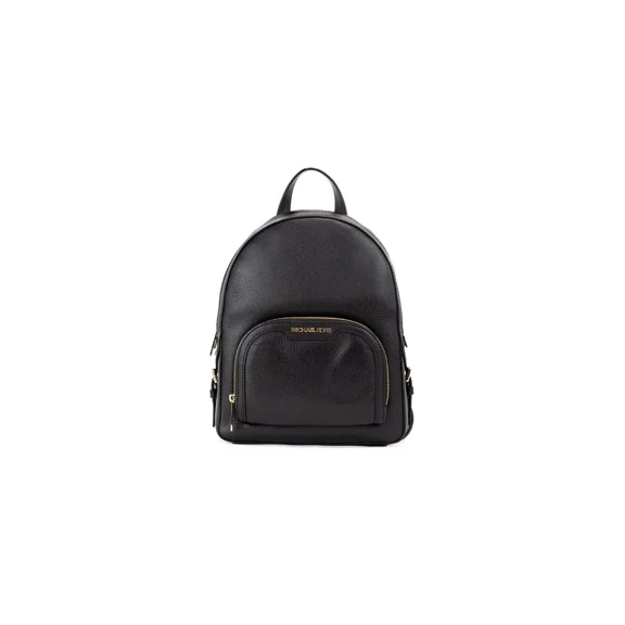 Michael Kors Jaycee Women's Zip Pocket Pebbled Leather Medium Backpack, Black