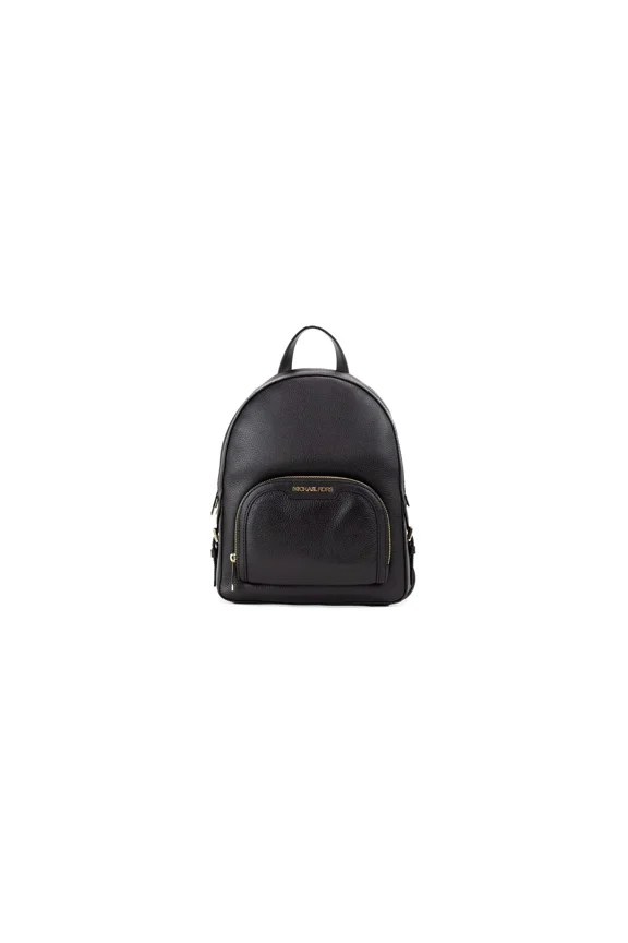 Jaycee Women's Zip Pocket Pebbled Leather Medium Backpack, Black