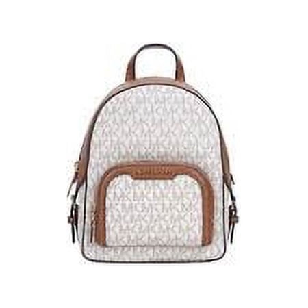 Michael Kors Jaycee XS Vanilla Signature PVC Zip Pocket Shoulder Backpack Bag