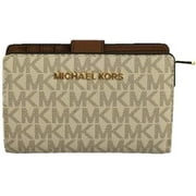 MICHAEL KORS Women's Jet Set Travel Medium Bifold Two-Tone Logo Snap Wallet (Black Multi)
