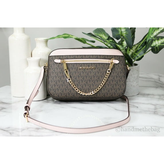 Michael Kors Jet Set Chain Crossbody - Brown Monogram/Powder Blush