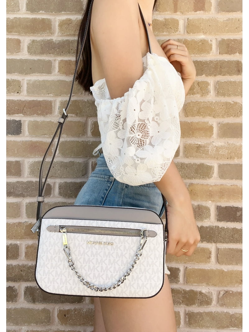Michael Kors Large Chain Crossbody Bag in Bright White Logo