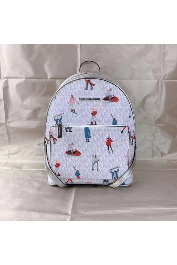 Jet Set Adina Medium Backpack Signature Bright White MK Multi