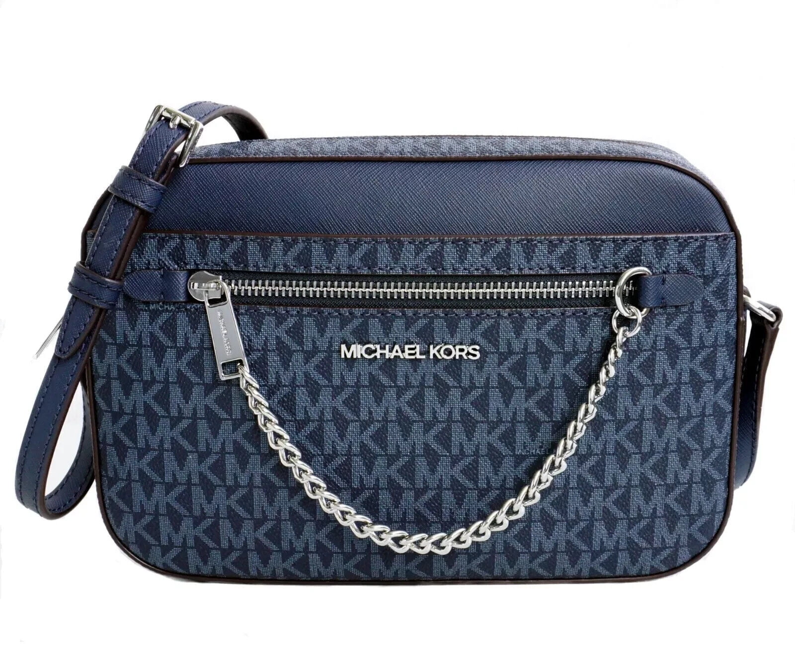 Michael Kors Jet Set Large Metallic Logo Jacquard Crossbody Michael Kors Jet Set Large Metallic Logo Jacquard Crossbody