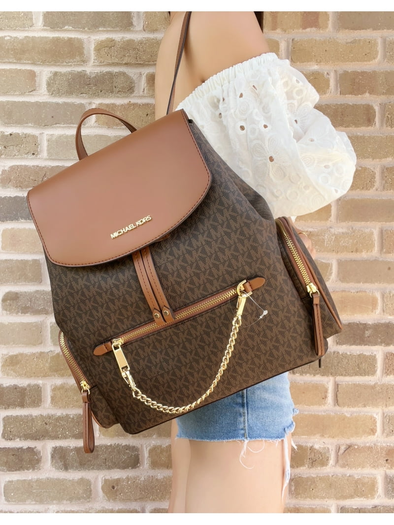 マイケルコース リュック ジェットセットチェーン MKロゴ ブラウン Michael Kors Jet Set Item Large Signature Pvc Chain Backpack