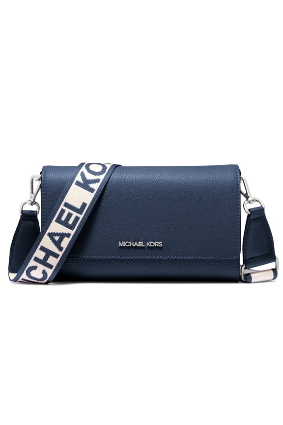 Women's Jet Set Large Zip Around Wallet Shoulder Crossbody Bag (Navy)