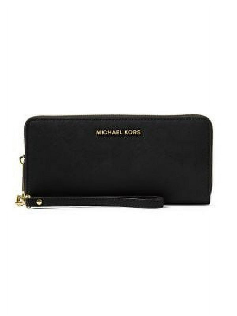 Michael Kors Jet Set Ladies Large Black Leather Long Wallet