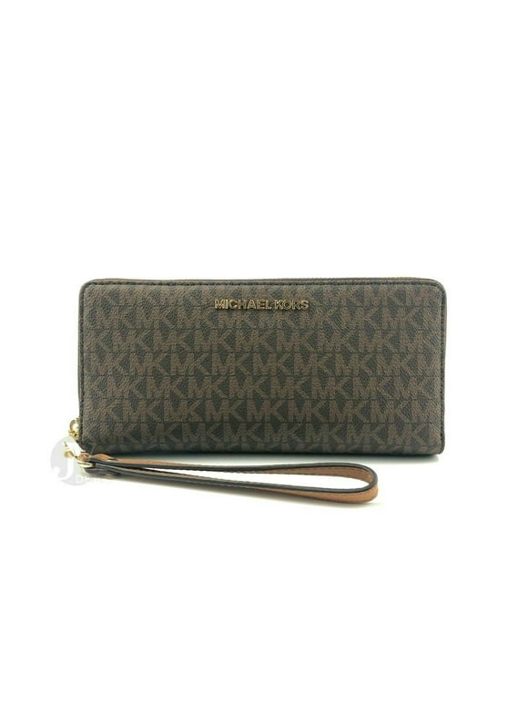 Jet Set Large Continental Travel Clutch Wristlet Wallet [Brown Signature]