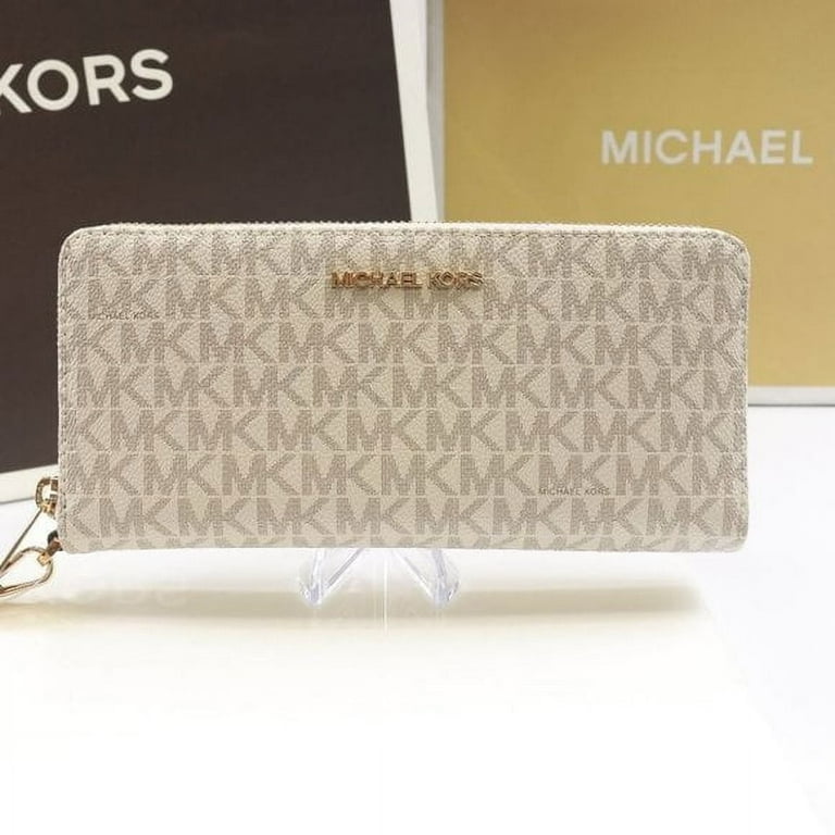 Michael Kors Jet Set Large Continental Wallet Wristlet MK Vanilla Pink Blush