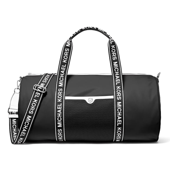 Michael Kors Jet Set Large Nylon Sport Duffle Weekender Bag (Black)