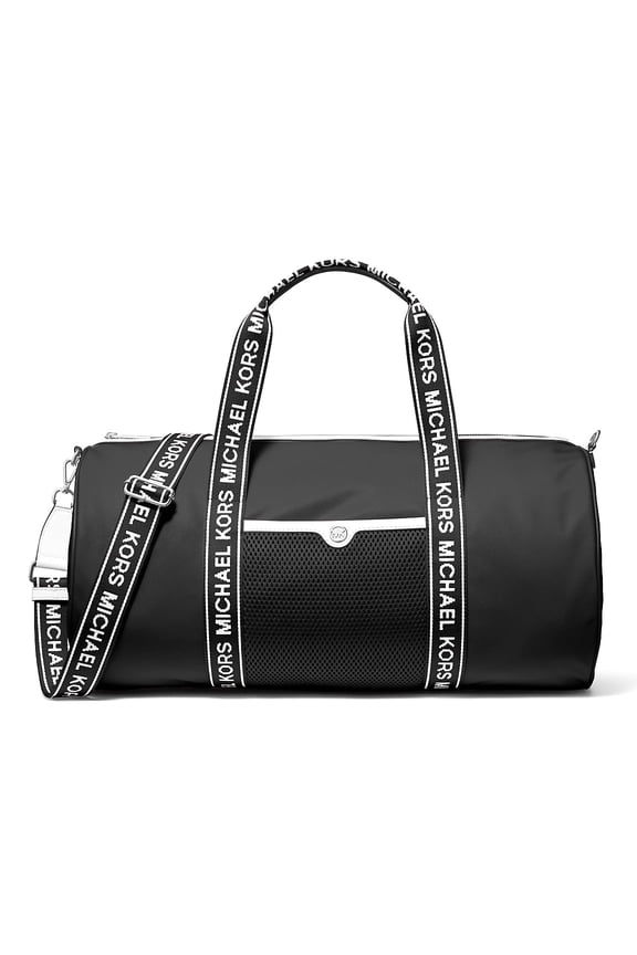 Jet Set Large Nylon Sport Duffle Weekender Bag (Black)
