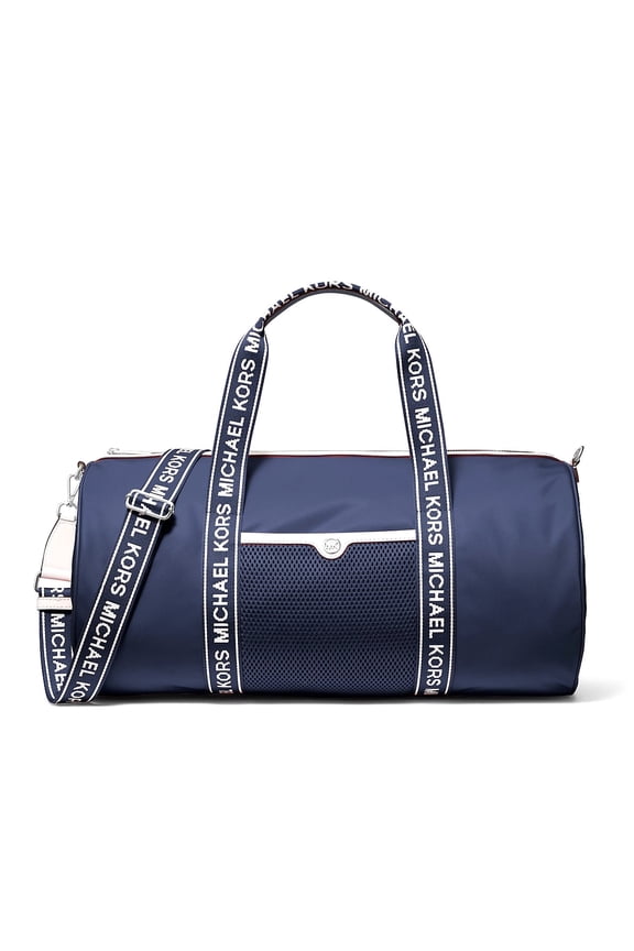 Jet Set Large Nylon Sport Duffle Weekender Bag (Navy)
