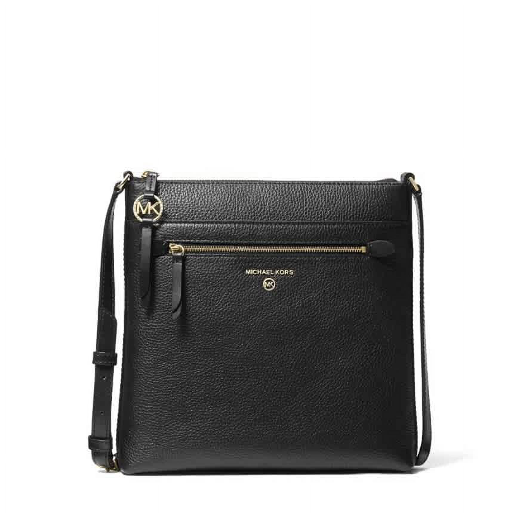 ニ*ン様 MICHAEL KORS ブラックショルダーバッグ Michael Kors Jet Set Large Pebbled Leather Flat Crossbody Bag