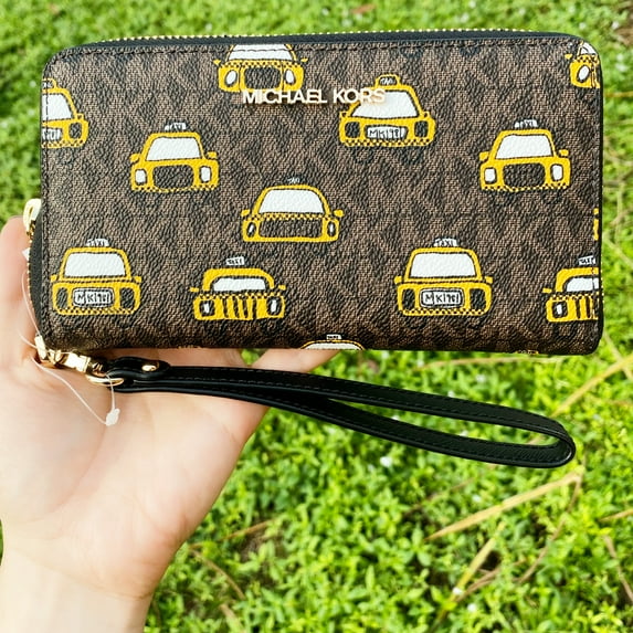 Michael Kors Jet Set Large Phone Wristlet Wallet Pvc Mk New York City Taxi