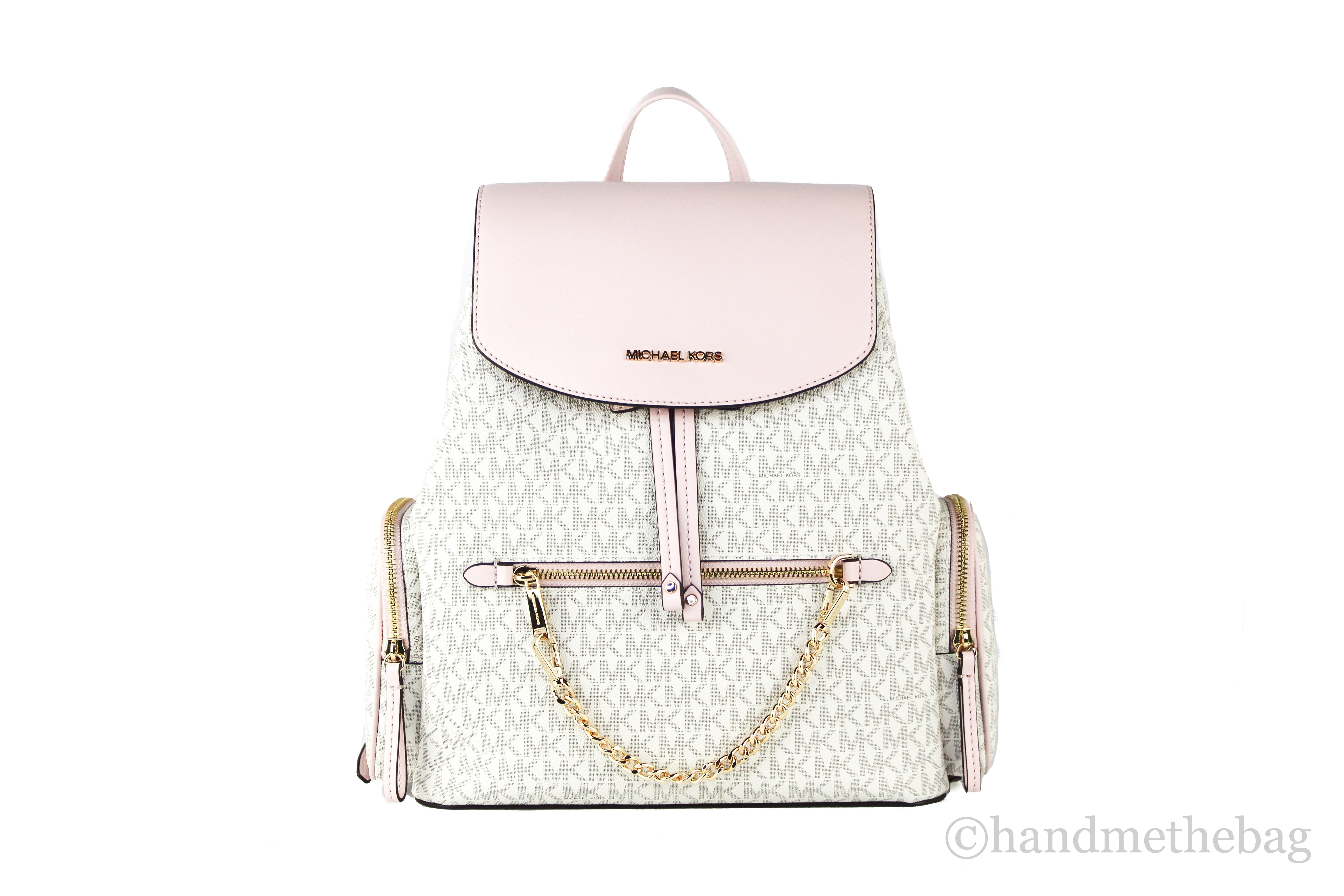 Michael Kors Jet Set Large Powder Blush Multi Pvc Chain Backpack