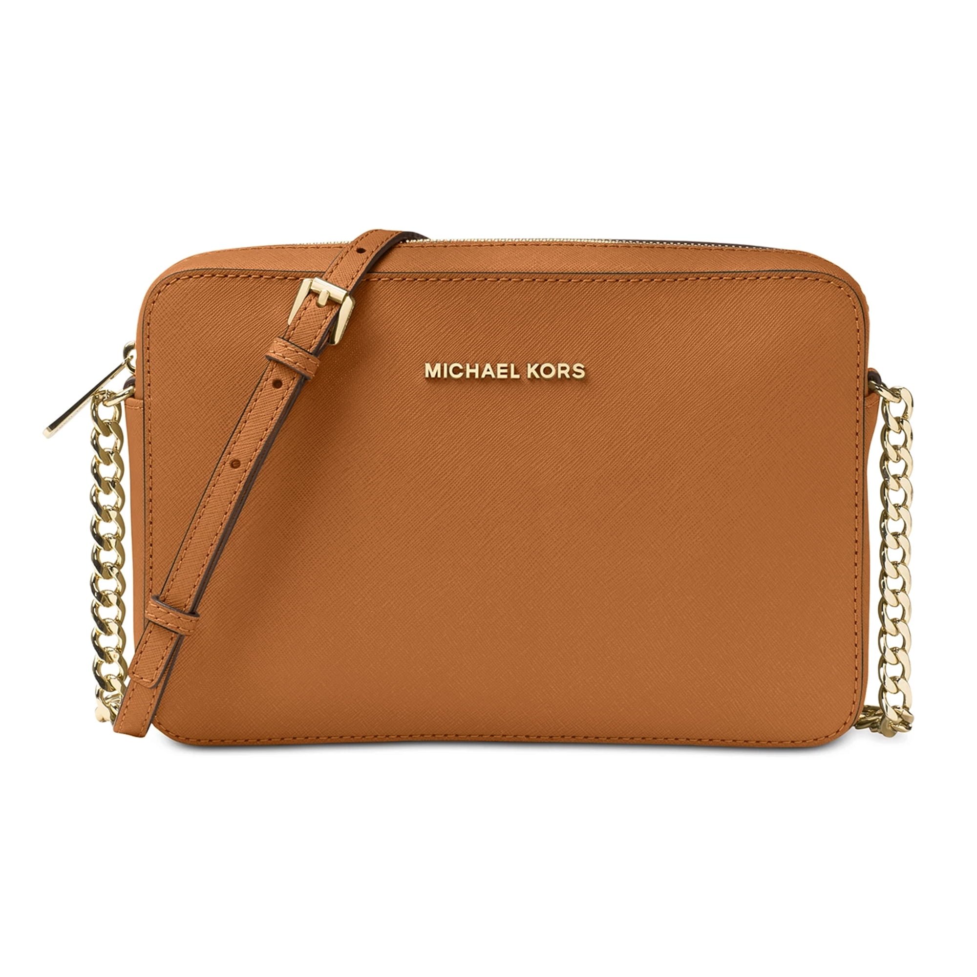 Michael Kors Jet Set Large Saffiano Leather Crossbody Bag in Brown